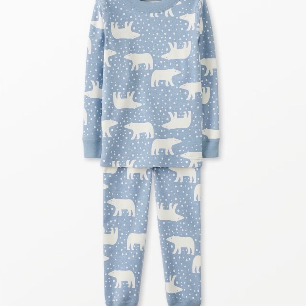 Hanna Andersson Light Blue Polar Bear Pajama Set 6-7 NEW SOLD OUT